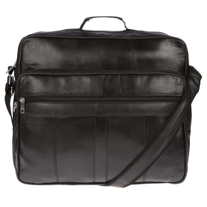 Christian Wippermann Flugbegleiter Umhängetasche Arbeitstasche Herrentasche echt Leder Schwarz Querf