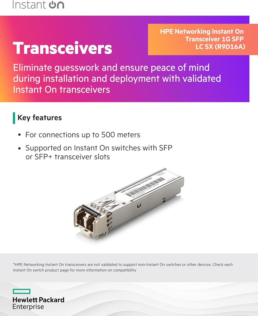 HPE Instant On 1G SFP LC SX 500 m OM2 MMF-Transceiver