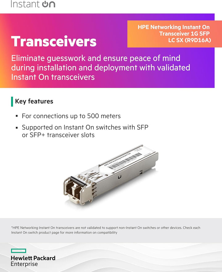 HPE Instant On 1G SFP LC SX 500 m OM2 MMF-Transceiver