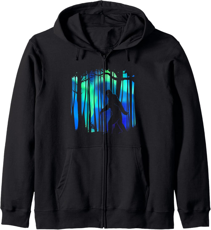 Bigfoot Walking in Northern Lights - Aurora Forest Kapuzenjacke