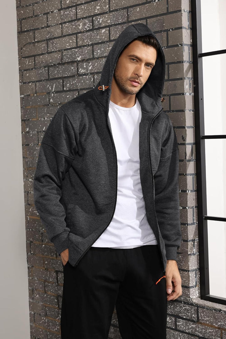 CTU Herren Hoodies Zip Up Langarm Fleece Sweatshirts Hoodies für Männer S-3XL S Dunkelgrau, S Dunkel