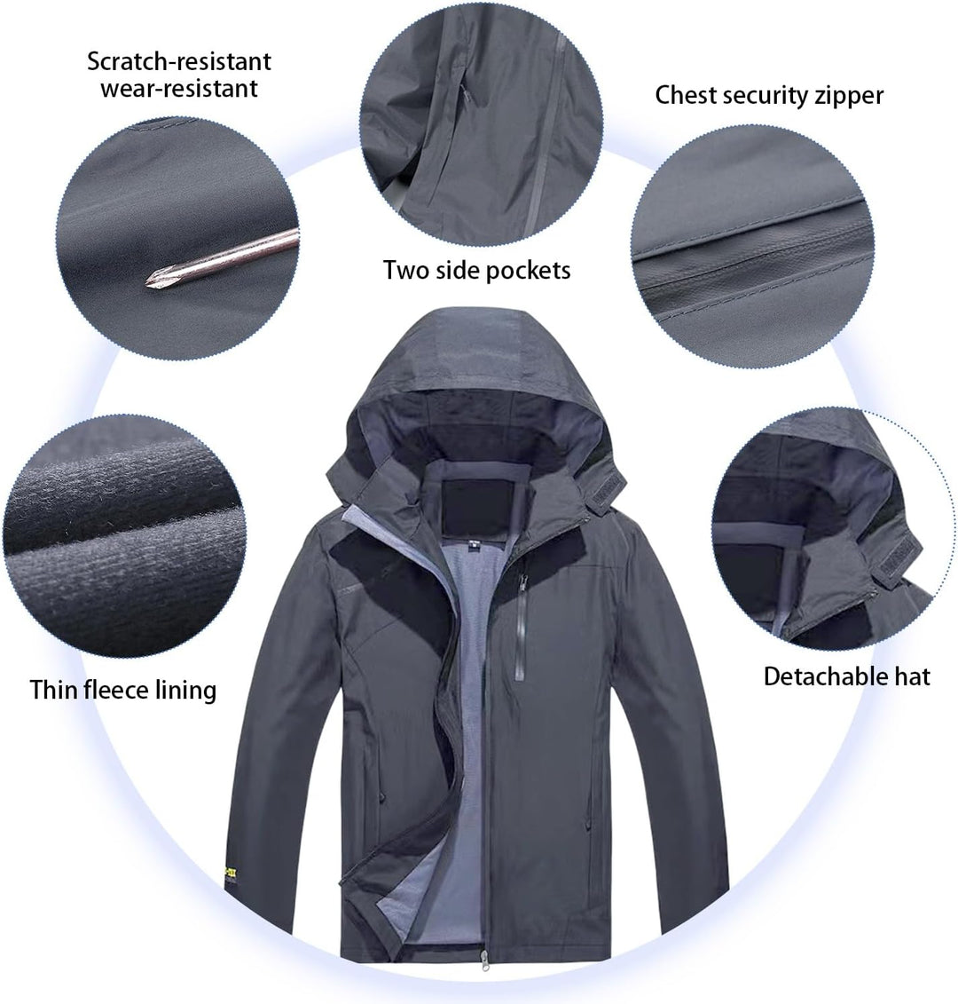 SUKUTU Herren Outdoor wasserdichte Kapuzen-Sportjacke Leichte Wanderjacke Bergjacke Softshell Herbst