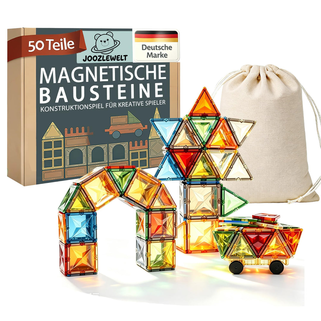 50 Teile Magnetbausteine mit Facettenschliff | umweltfreundliche Verpackung | Magnetspielzeug mit 1