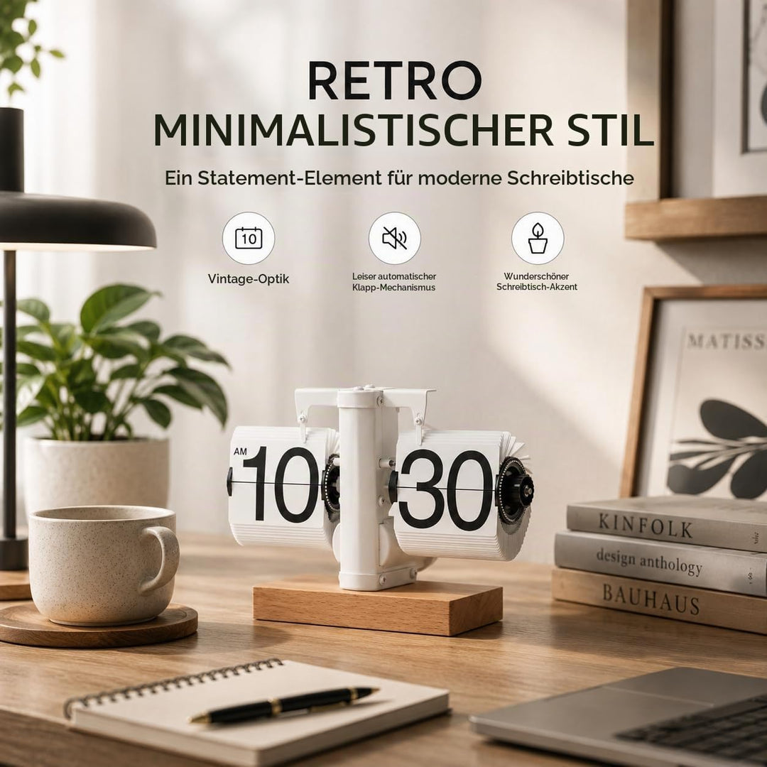 Flip Schreibtischuhr, Klappuhr Auto Flip Tischuhr Klappzahluhr, Batteriebetriebene Retro Flipuhr Gro