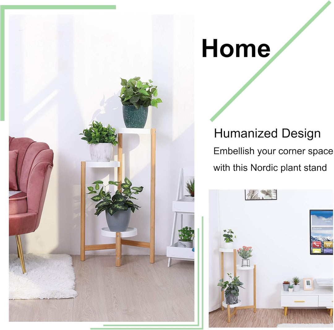 unho Blumentreppe, 3 Ebenen Blumenständer, ecke Pflanzentreppe aus Bambus für Indoor Outdoor Balkon