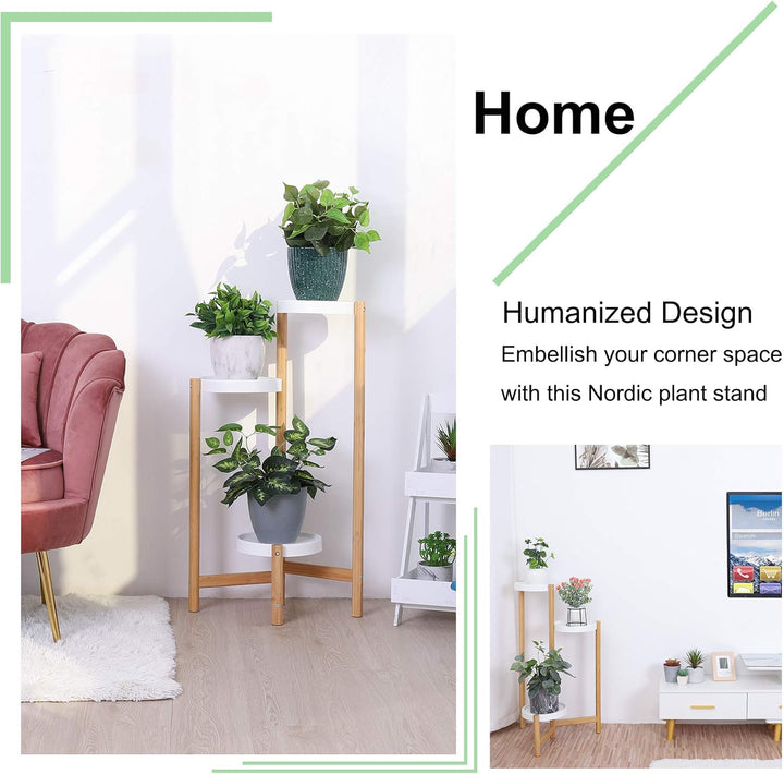 unho Blumentreppe, 3 Ebenen Blumenständer, ecke Pflanzentreppe aus Bambus für Indoor Outdoor Balkon
