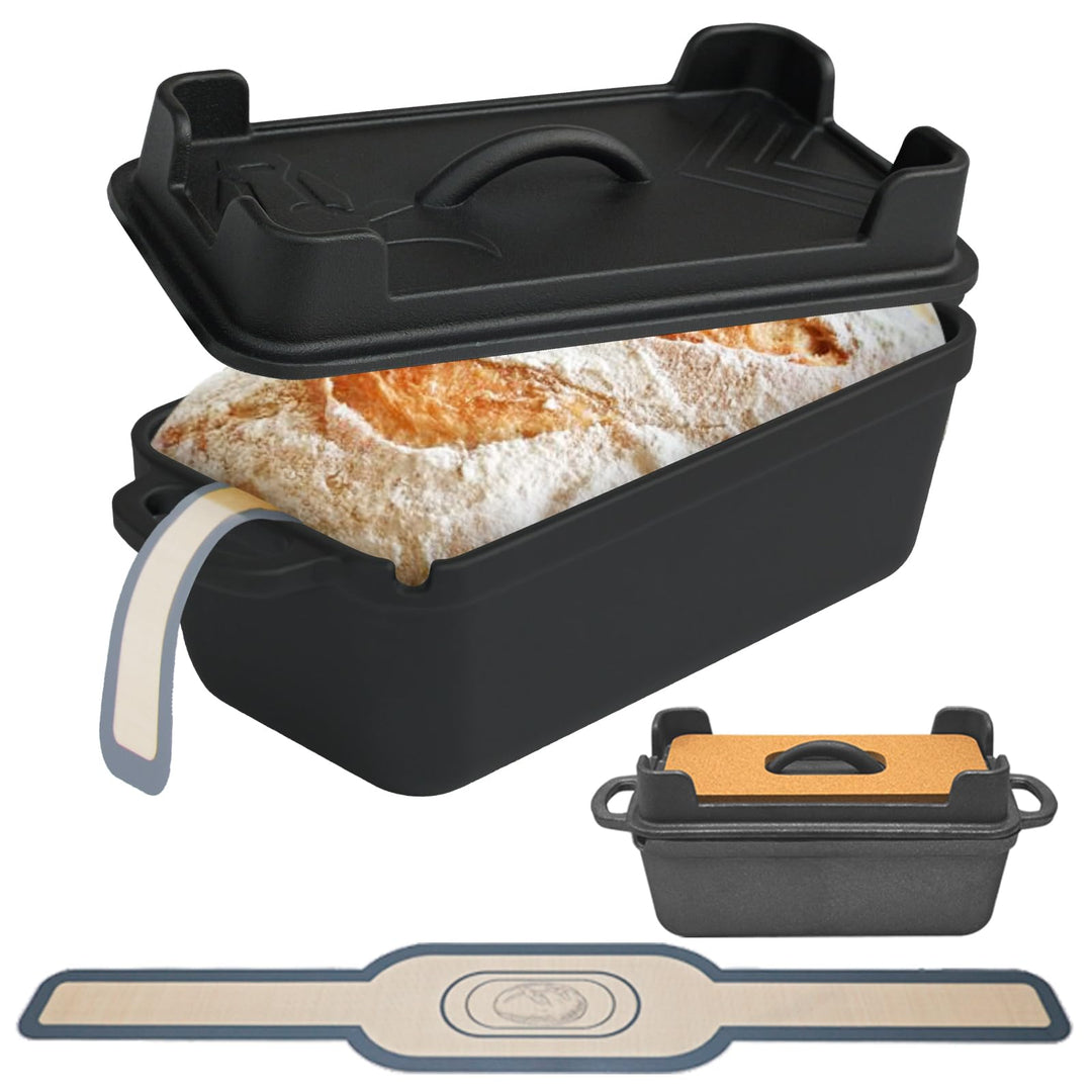 Illidan Gusseisen Brotbackform mit Deckel, 2-in-1 Broodbakvormen Voor Brood,Rechteckig Sauerteig Bro