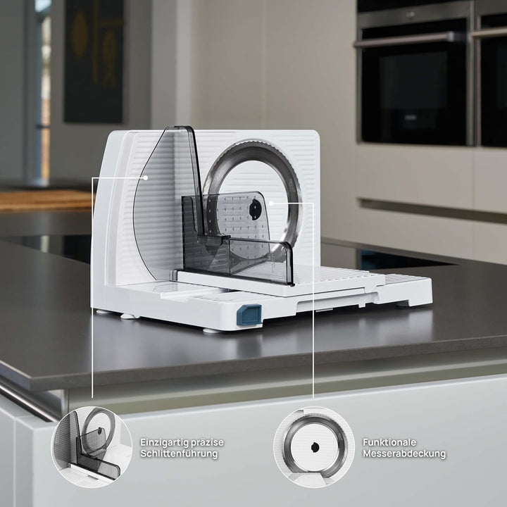 ritter markant 7 Klappbarer elektrischer Allesschneider & Brotschneidemaschine mit Messerabdeckung,