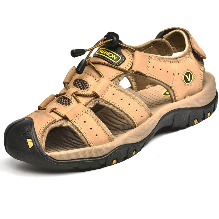 Sandalen Herren Leder Strand Wandersandale Trekkingsandalen Outdoorschuhe Sommer Freizeitschuhe Wand