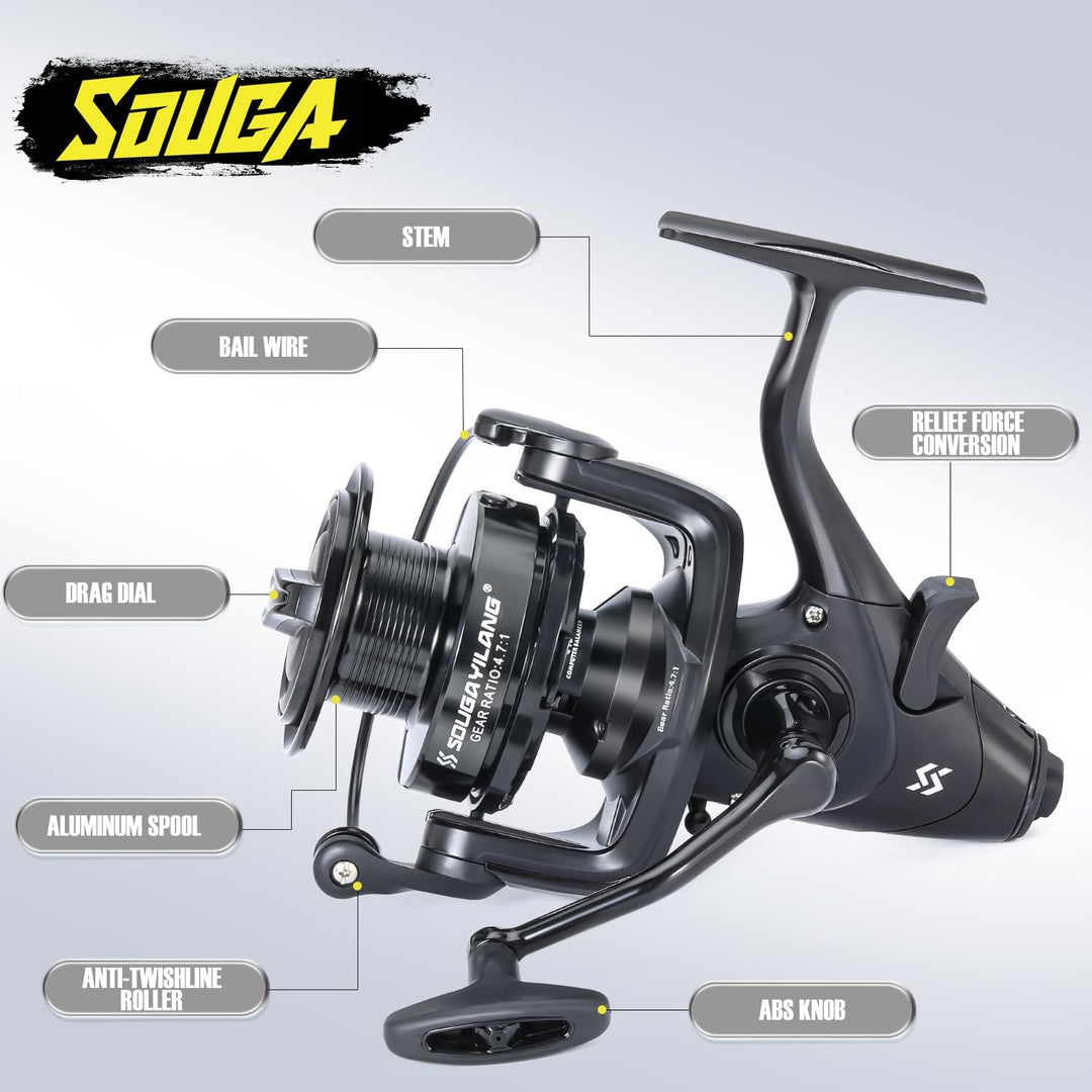 Spinn-Angelrolle – 6 + 1 BB Smooth Drag System, 15 kg Max Drag (6000–7000 Serie) für Süss- und Salzw