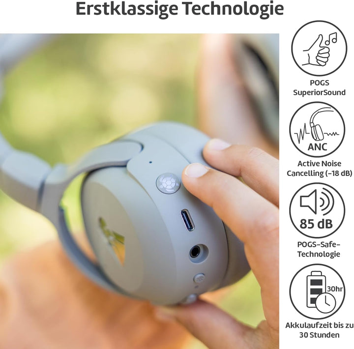 POGS Drahtloser Bluetooth Over-Ear Noise Cancelling-Kopfhörer | The Turtle | Faltbarer robuster Kopf
