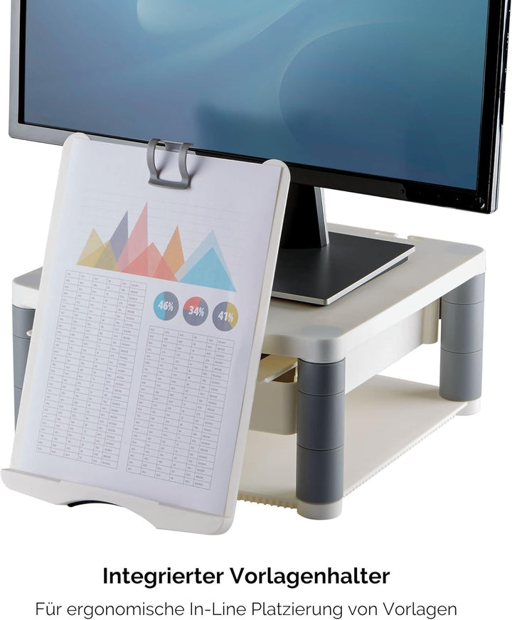 Fellowes Monitorständer Premium Plus, höhenverstellbar in 5 Stufen, ergonomisch, sehr stabil für Mon