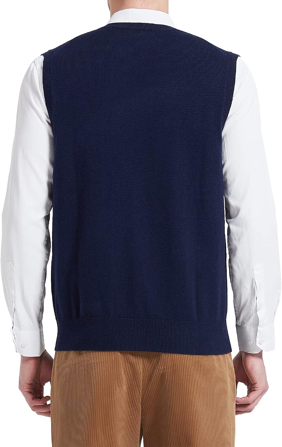 Kallspin Herren Pullunder-Strickweste aus Wollmischung V Hals Ärmellos L Marineblau, L Marineblau