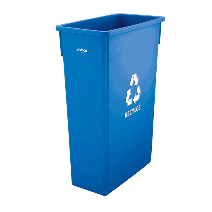 Winco Slender Recycling-Mülleimer mit Recycling-Schild, PTC-23L Dose blau, Dose blau