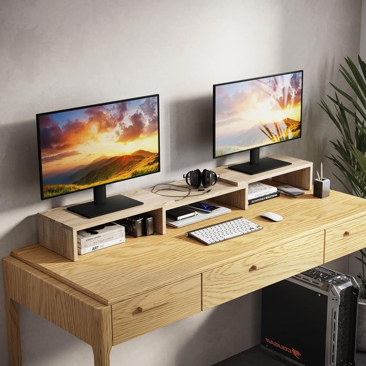 ComfortCove Dual Monitor Stand Riser, Monitorständer, Laptopständer, Schreibtisch-Organisator, Compu