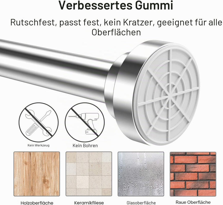 Teleskopstange Siler 120cm-290cm Duschvorhangstange ohne Bohren aus Edelstahl ausziehbare Kleidersta