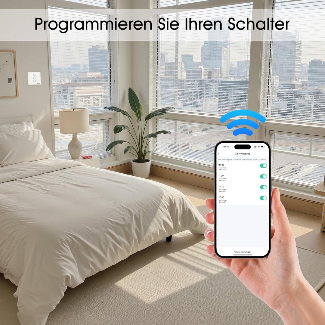 HeuxGir WLAN Rolladenschalter，Smart Rolladen Zeitschaltuhr Kompatibel mit Alexa und Google Home，Neut