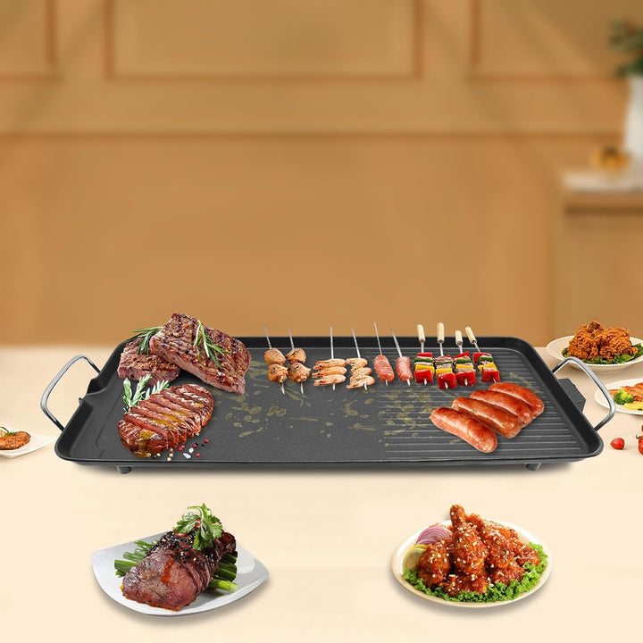 Elektrogrill Tischgrill, 1500w Elektro Grill Smokeless BBQ Grill, Antihaftbeschichtung, 0-250° Einst