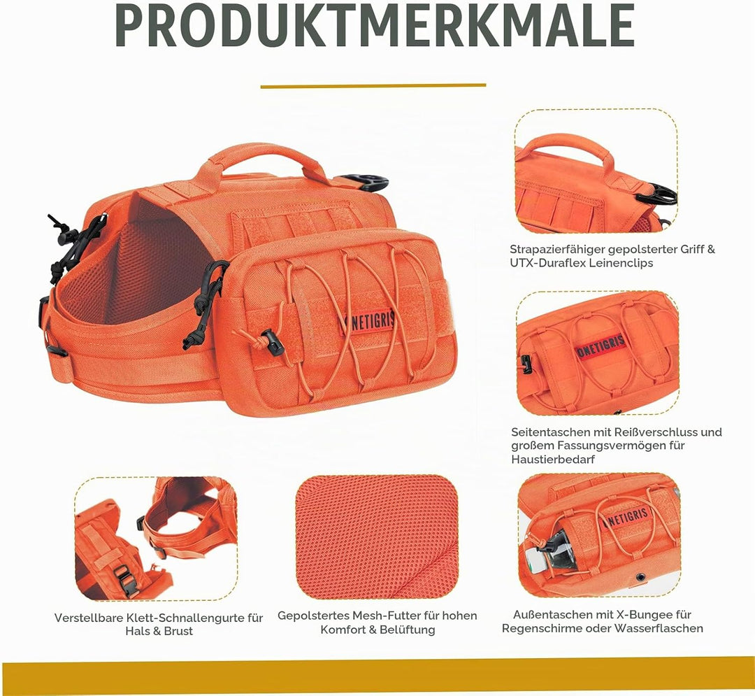 OneTigris Mammoth Hunderucksack 2.0 Version Reissen Camping Wandern Hundebackpack für M/L Grösse Hun
