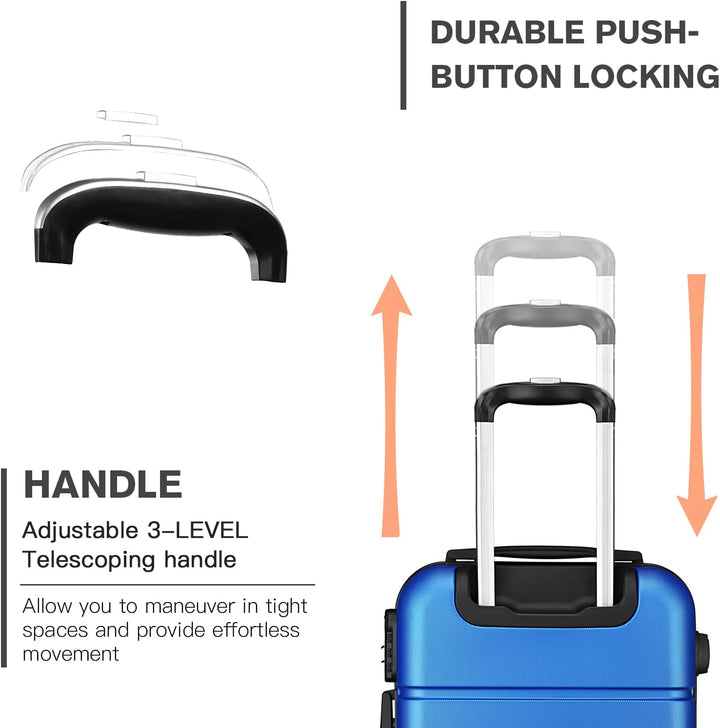 KONO Reisekoffer Handgepäck Koffer mit Rollen Hartschale Trolley 55x38x22cm 33 Liter Leichtgewicht A