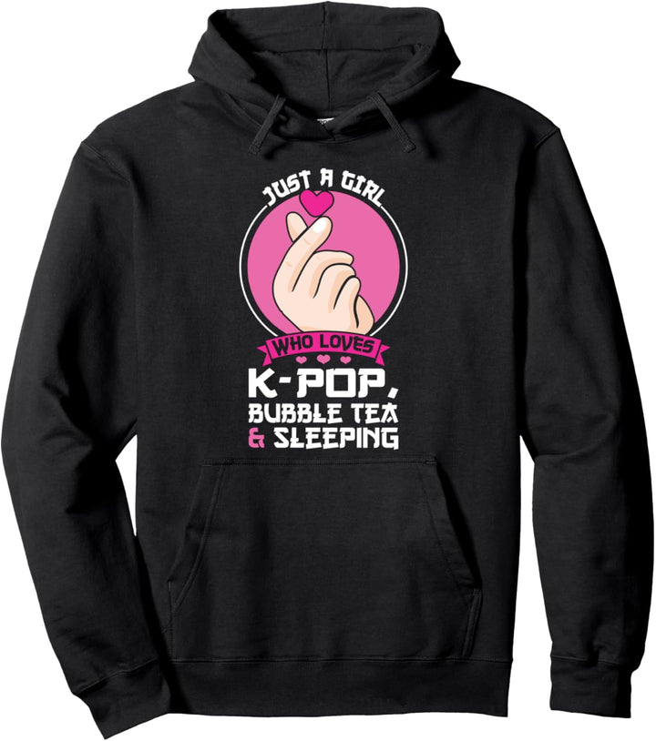 Mädchen, das K-Pop, Bubble Tea & Schlafen Koreanische Musik Pullover Hoodie