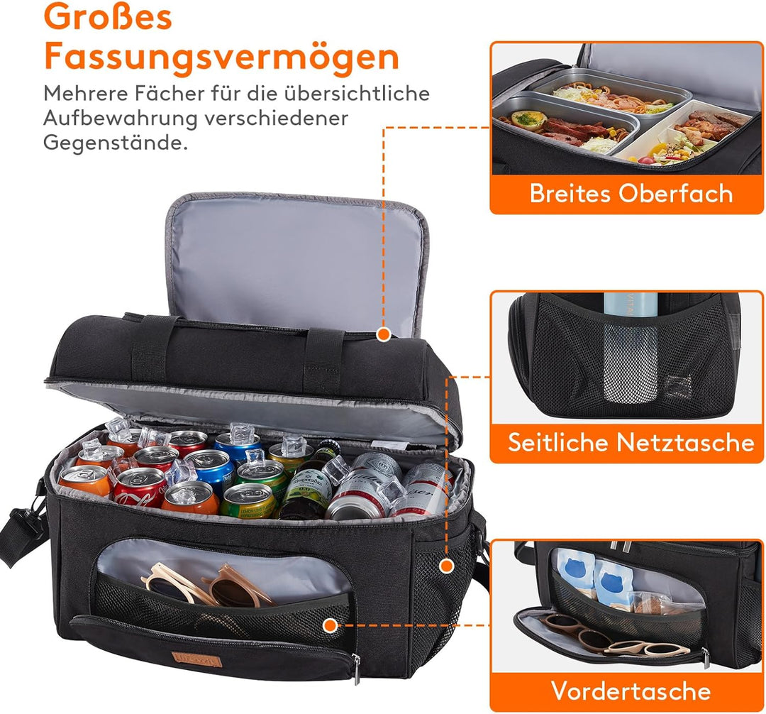 Lifewit Kühltasche Gross Einkaufstasche Faltbar Cooler Bag Sportliche Kühlbox Isoliertasche Double D