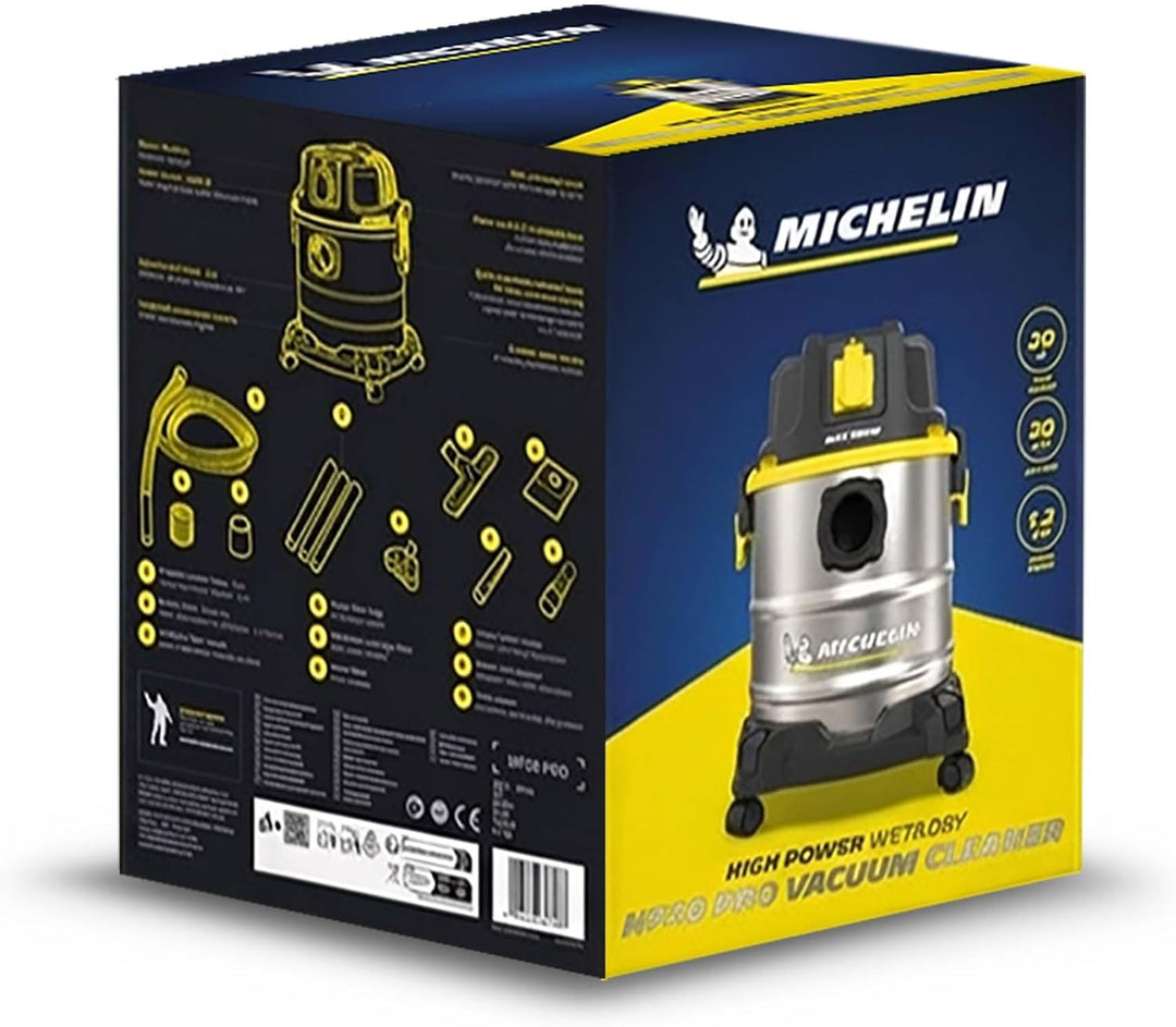 Michelin Nass- und Trockensauger HP20 PRO I Edelstahlbehälter 20 L I Steckdose für weitere Geräte I