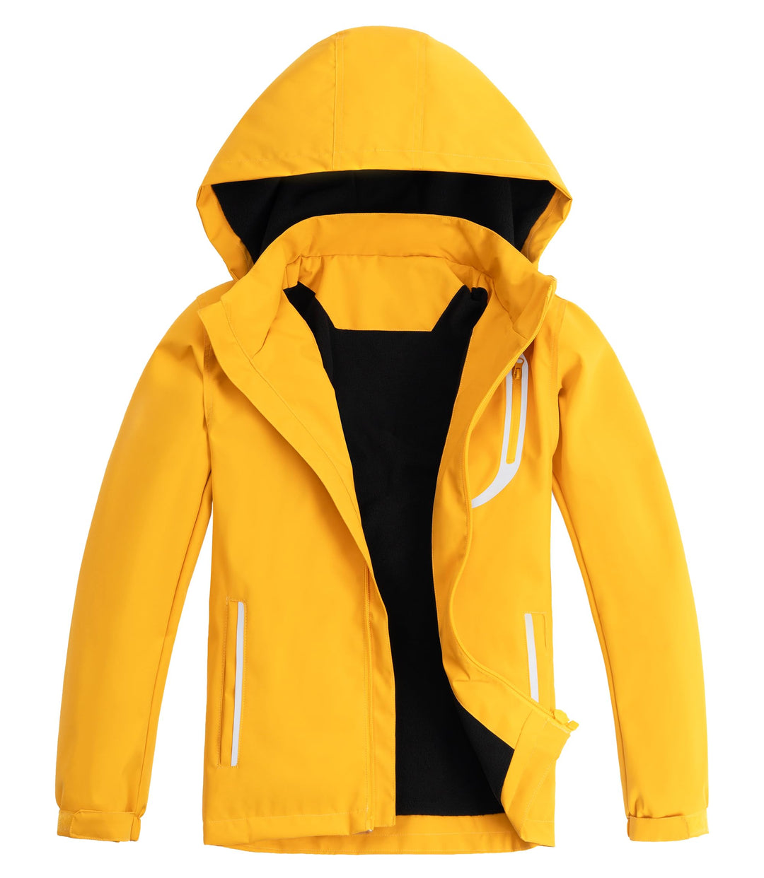 YoungSoul Kinder wasserdichte Regenjacke mit Abnehmbarer Kapuze, 146-152 Gelb