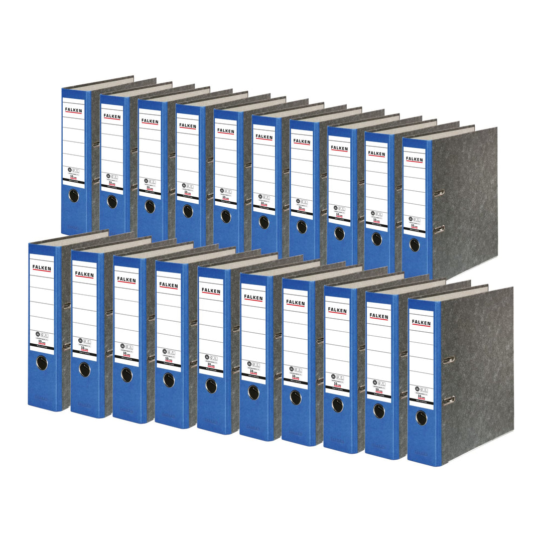 Original Falken 20er Pack Recycling-Ordner Wolkenmarmor. Made in Germany. 8 cm breit DIN A4 blauer R