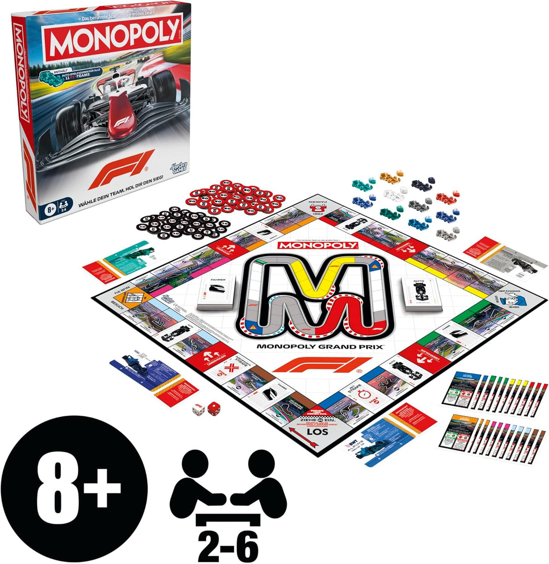 Monopoly F1 Edition Brettspiel | offiziell Lizenziertes Formula 1 Spiel | Familienspiel für Kinder,