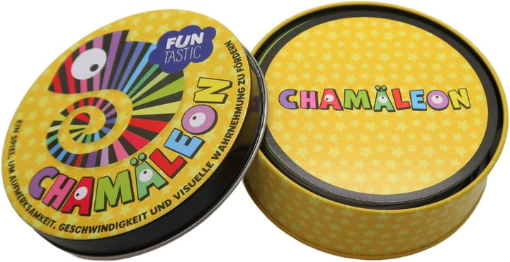 IMAGILAND Chamäleon Kartenspiel – Schnelles Reaktions- & Wahrnehmungs- Spiel mit 52 runden Karten in