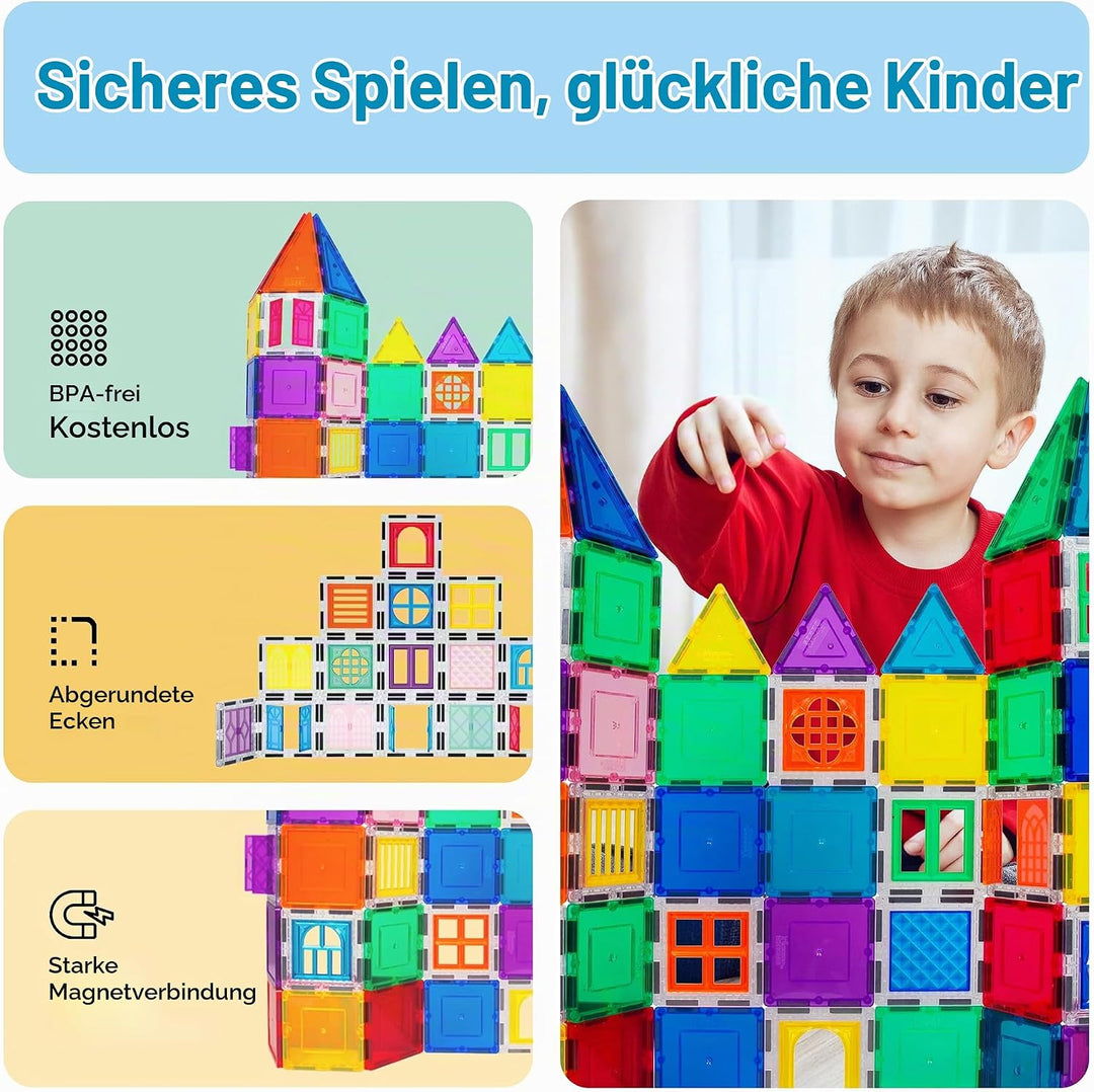 PicassoTiles Magnetblöcke zum Anklemmen für Fenster und Türen, Magnetfliesen, Magnete, Bausteine, Ko
