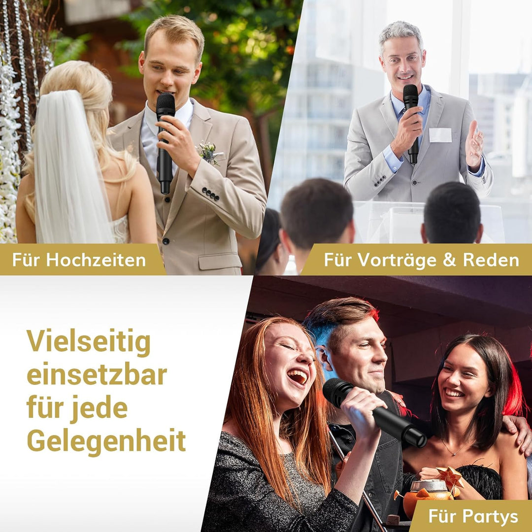 TONOR Dual Funkmikrofonen System kabellos, drahtloses Karaoke Mikrofon Set Wireless Microphone Handm