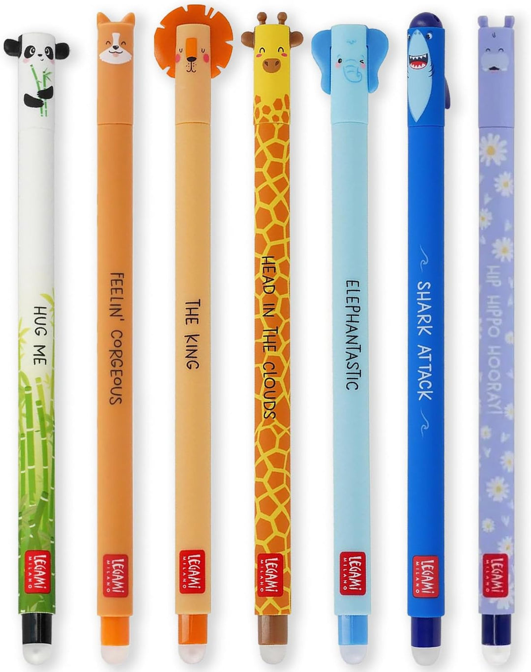 LEGAMI Set mit 7 radierbaren Gelstiften mit thermoempfindlicher Radiertinte, verschiedene Tintenfarb