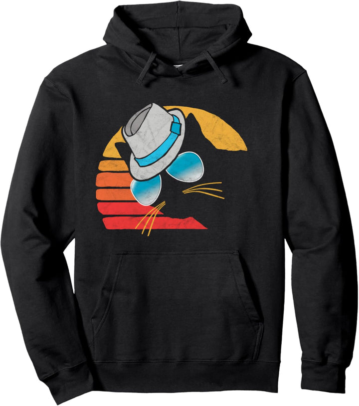 Cat Daddy Vintage Eighties Style Fedora & Sunglasses Retro Pullover Hoodie