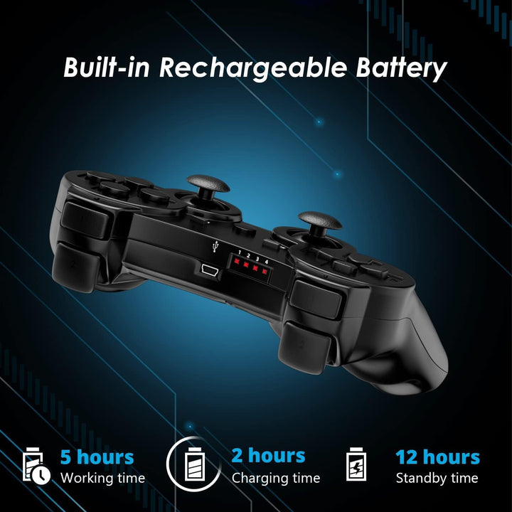 CHENGDAO Controller für PS3, 2 Pack Kabelloser Controller für Playstation 3 mit Double Shock Ergonom