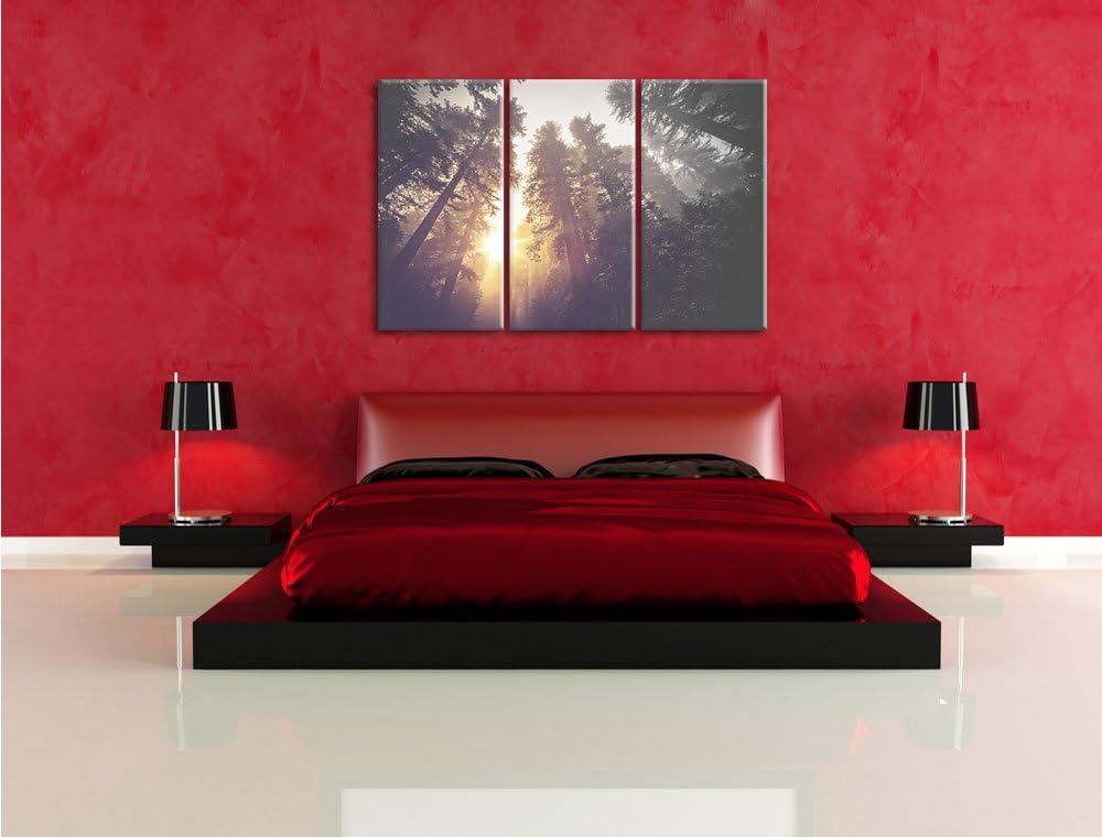 Pixxprint Blick in die Baumwipfel als Leinwandbild/Grösse: 3 Teilig (120x80) cm/Wandbild/Kunstdruck/