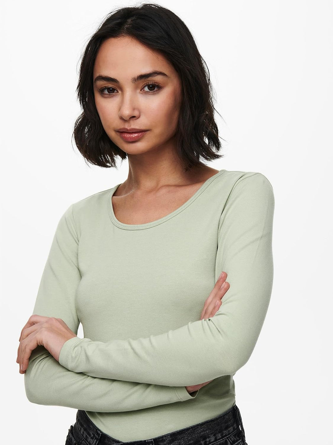ONLY Damen Longsleeve Onllive Love Life Basic Damen-Shirt S 1x Desert Sage, 1x Balsam Green, 1x Chin