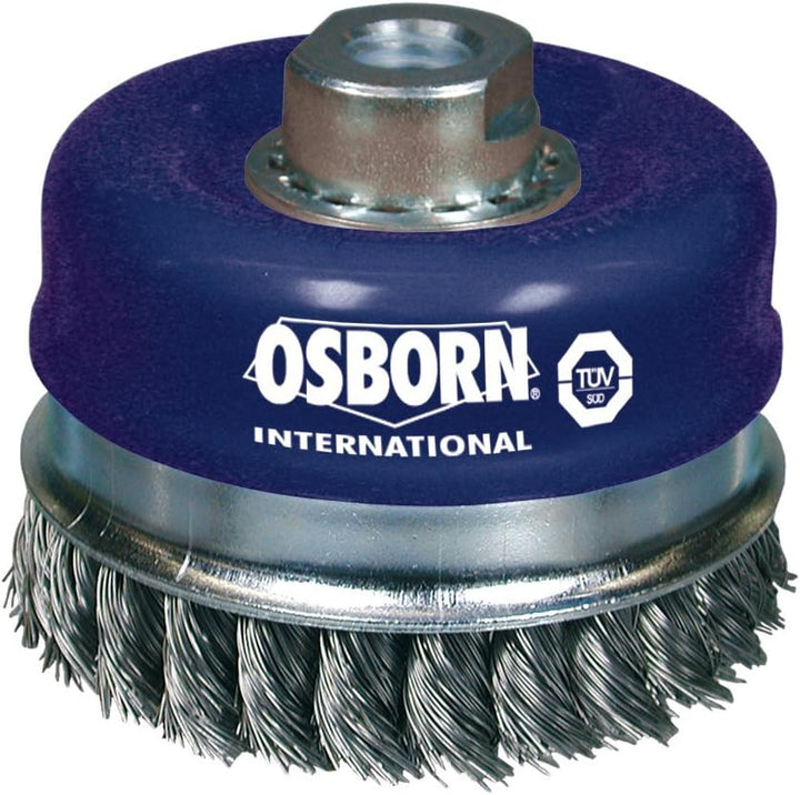 Osborn Topfbürste für Winkelschleifer 230 mm, Topfbürste D120 mm Gewinde M14x2,0 gezopfter Stahldrah