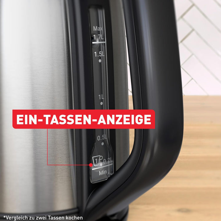 Tefal Subito Wasserkocher, 1,7 Liter Fassungsvermögen für bis zu 7 Tassen, Ein-Tassen-Indikator, ein