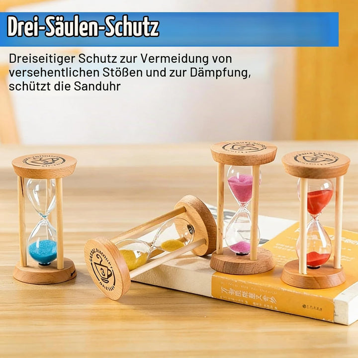 6 Stück Sanduhr Timer Set, Sanduhren 30s/1/2/3/5/10 Minuten, Holz Sanduhr Klein Klassenzimmer, Zeitm