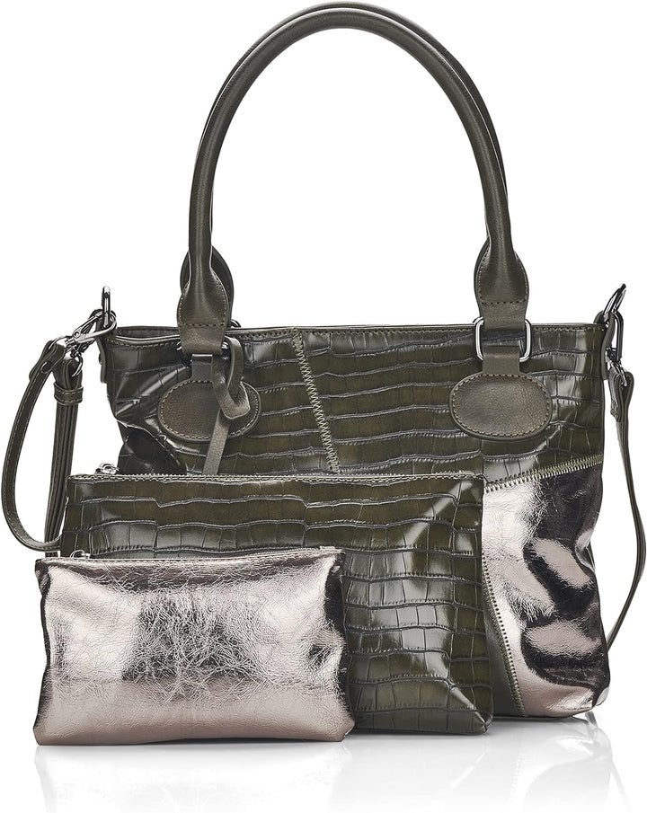 Remonte Damen Q0440 Umhängetasche, Khaki/moos/Altsilber / 54, 360x70x260