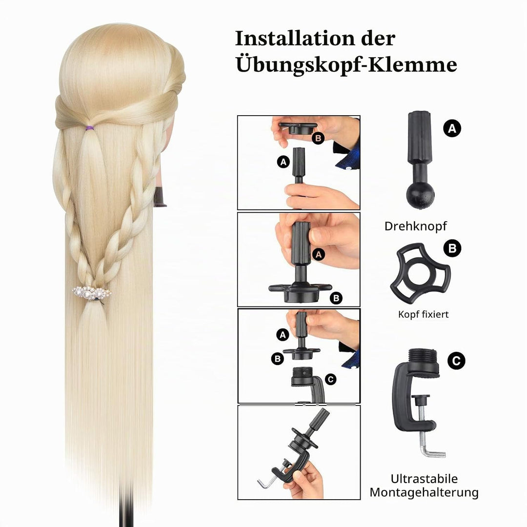 Frisierkopf, DanseeMeibr 26-28 Inch 100% Kunsthaar Weich Professioneller Friseurkopf Übungskopf Fris