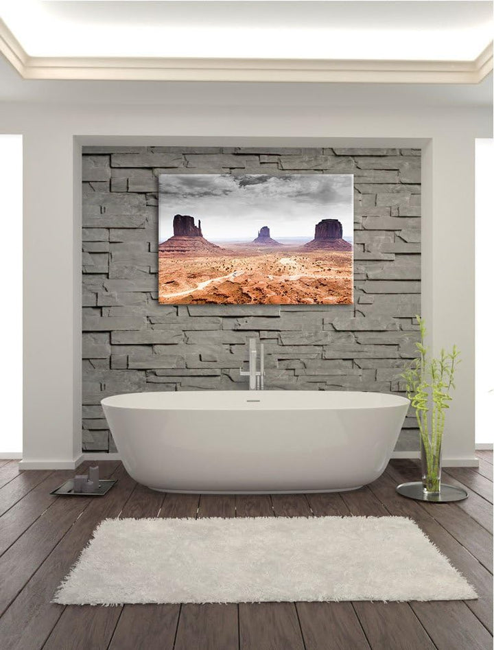 schönes Monument Valley schwarz/weiss Format: 100x70 auf Leinwand, XXL riesige Bilder fertig gerahmt