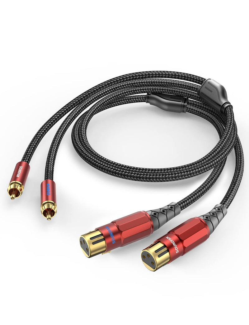 SOUNDFAM XLR auf Cinch Kabel 2M, PREMIUM 2 XLR Buchse zu 2 RCA Stecker Verbindungskabel 2 M 2-RCA au