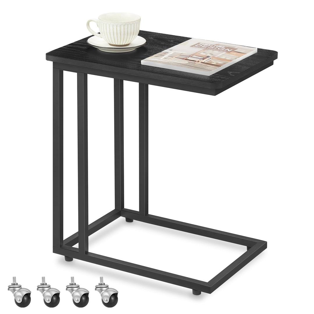 VASAGLE Beistelltisch, Sofatisch mit Rollen, C-Form, mobiler Kaffeetisch, 35 x 50 x 60 cm, Wohnzimme