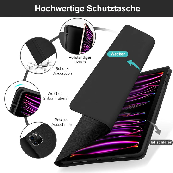IVEOPPE Tastatur für iPad Pro 12,9, Hülle mit Tastatur für iPad Pro 6. Generation, Bluetooth QWERTZ