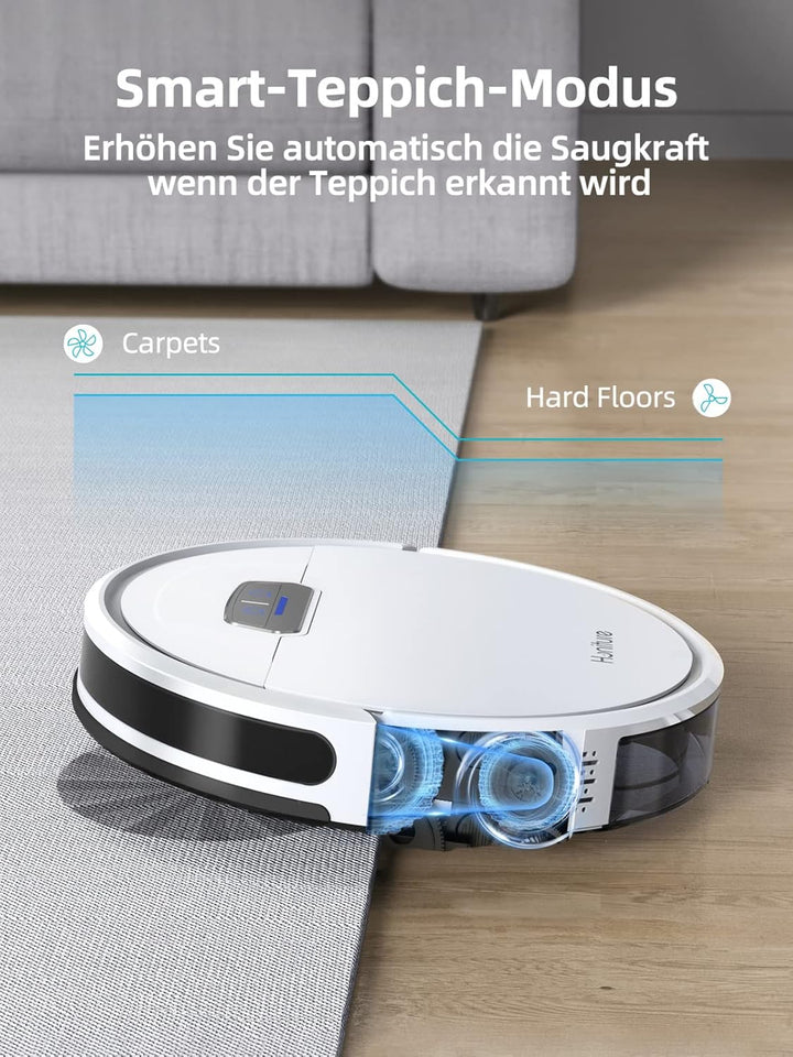 HONITURE Saugroboter mit Wischfunktion, G20 Staubsauger Roboter 3000Pa,Kehren Saugen Wischen 3 in 1
