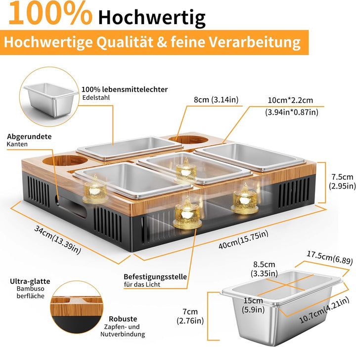 Couchbar Snackbox mit Leuchteffekt Sofa Holz Organizer Tablett Sofatablett, Couch Bar mit Getränkeha