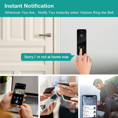 Lieberwell Drahtlose Türklingel mit Kamera, drahtloses 1080P WiFi Video Türtelefon mit Gong, Fussgän